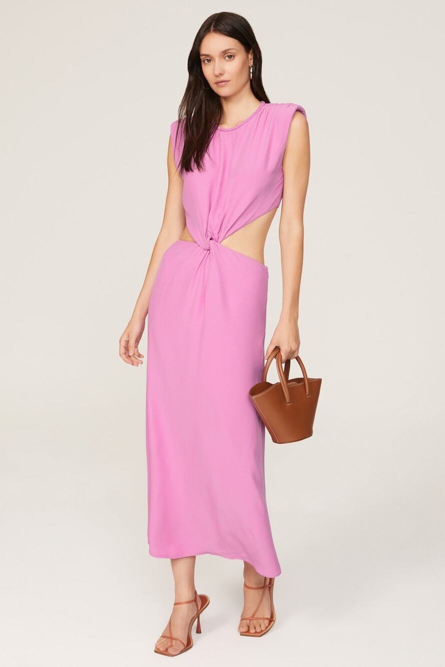 Scotch & Soda Pink Sleeveless Cut Out Knotted Midi Dress Size 8
